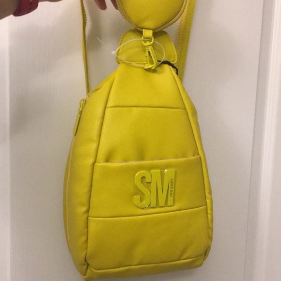 Steve Madden Yellow Puffy Leather Sling Backpack - Picture 4 of 17